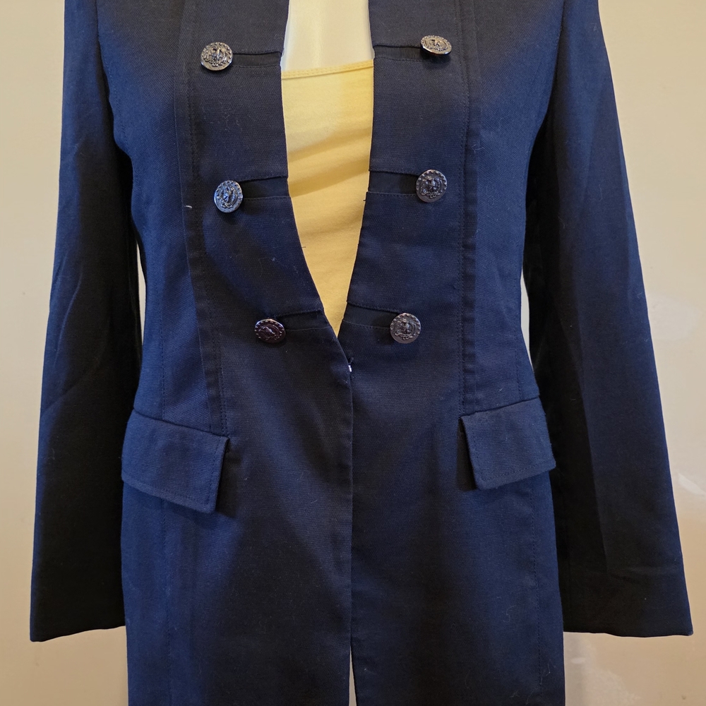 Elegant Navy Double-Breasted Women's Jacket